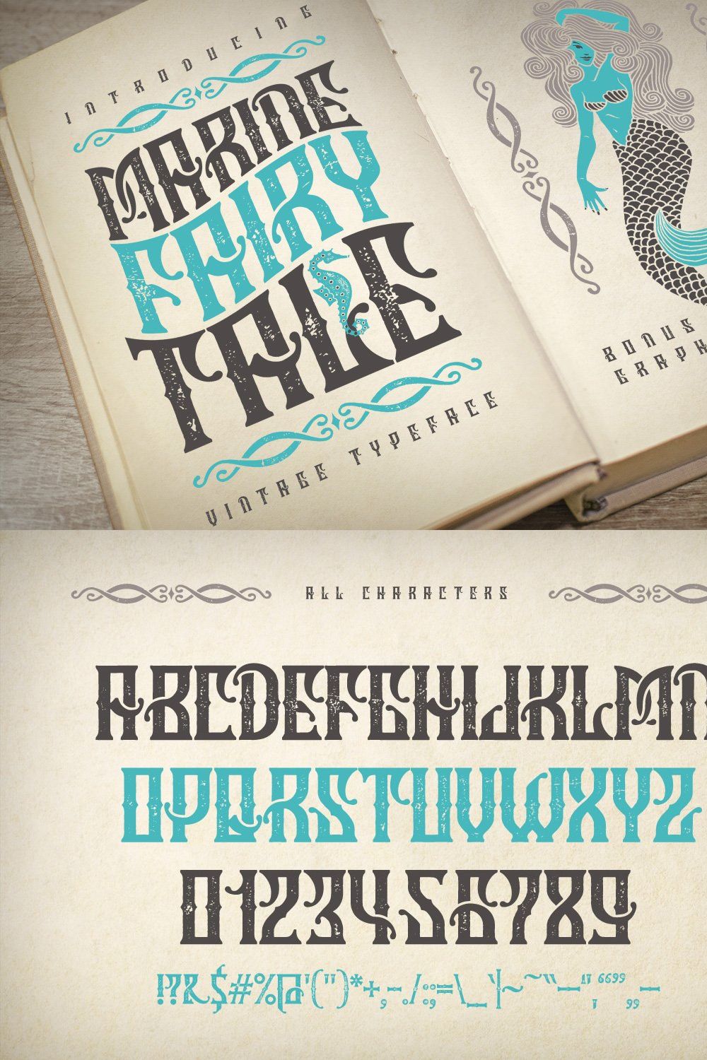 Marine fairytale typeface pinterest preview image.