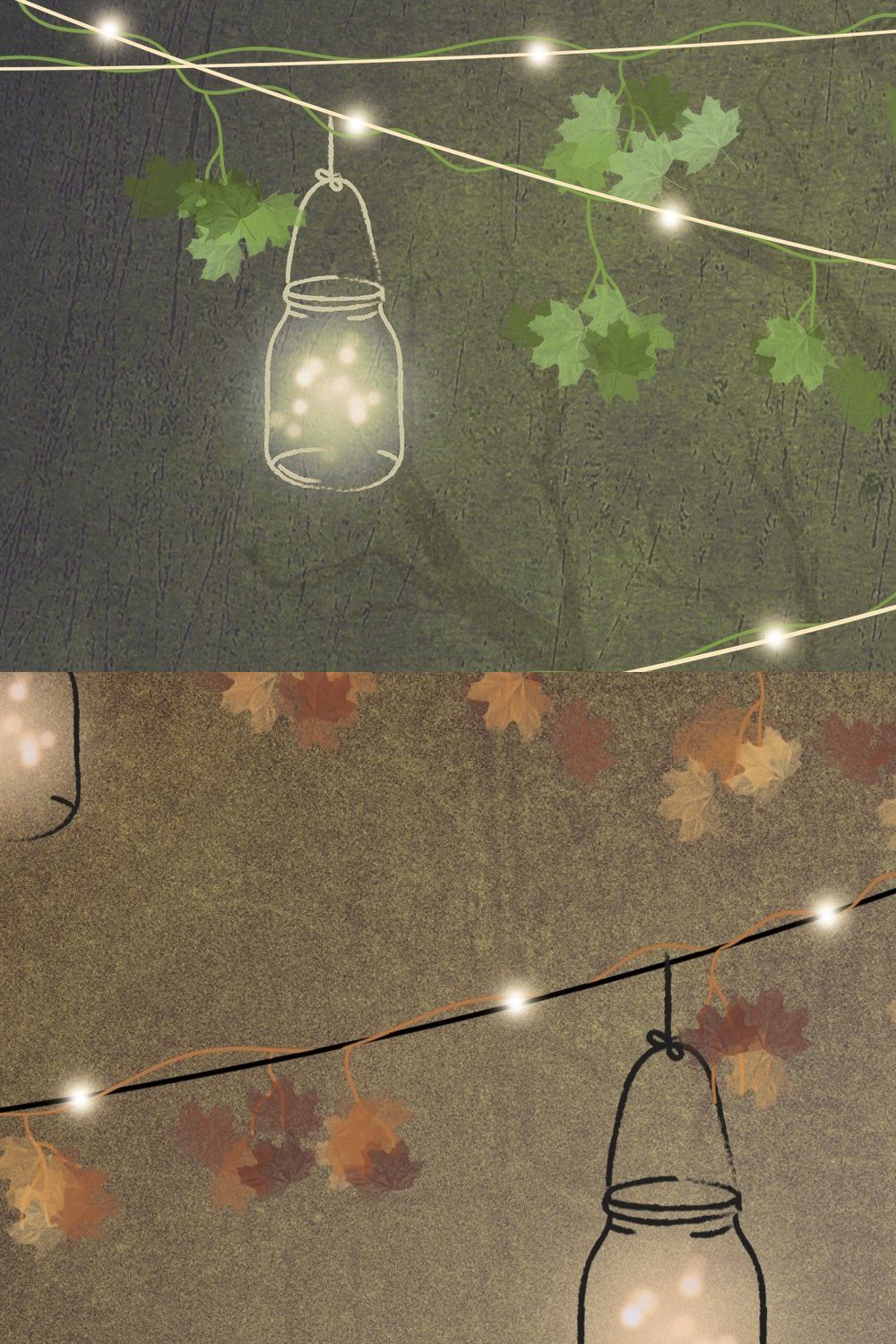 Mason jar lights + vines overlays pinterest preview image.