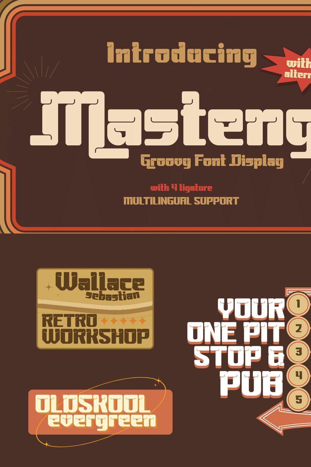 Masteng | Groovy Retro Font pinterest preview image.