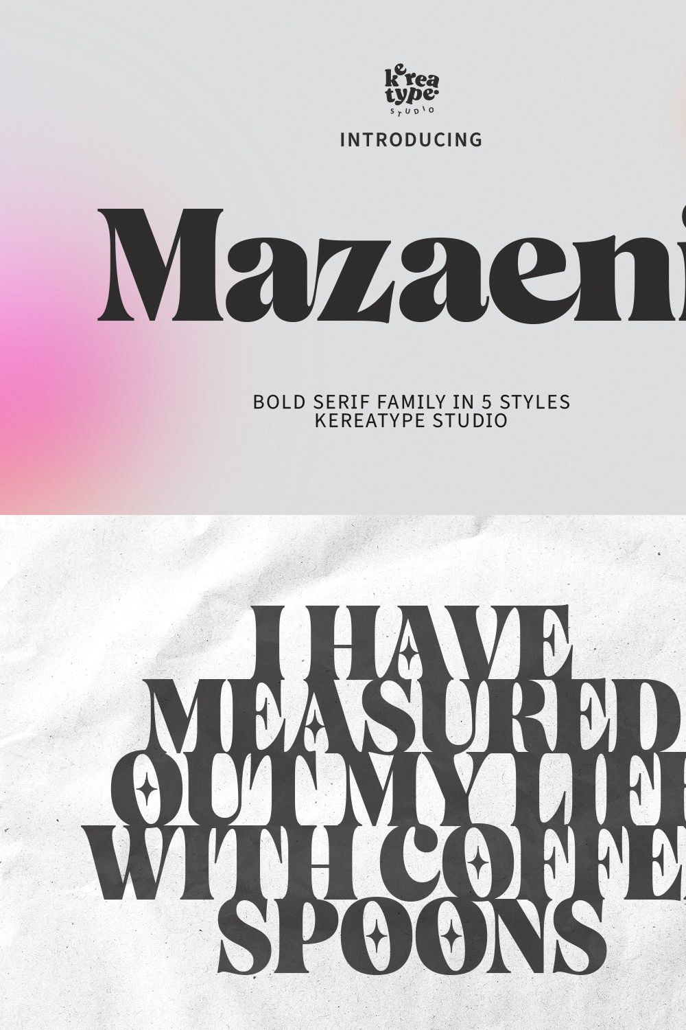 Mazaeni - Bold Serif 5 Font Family pinterest preview image.