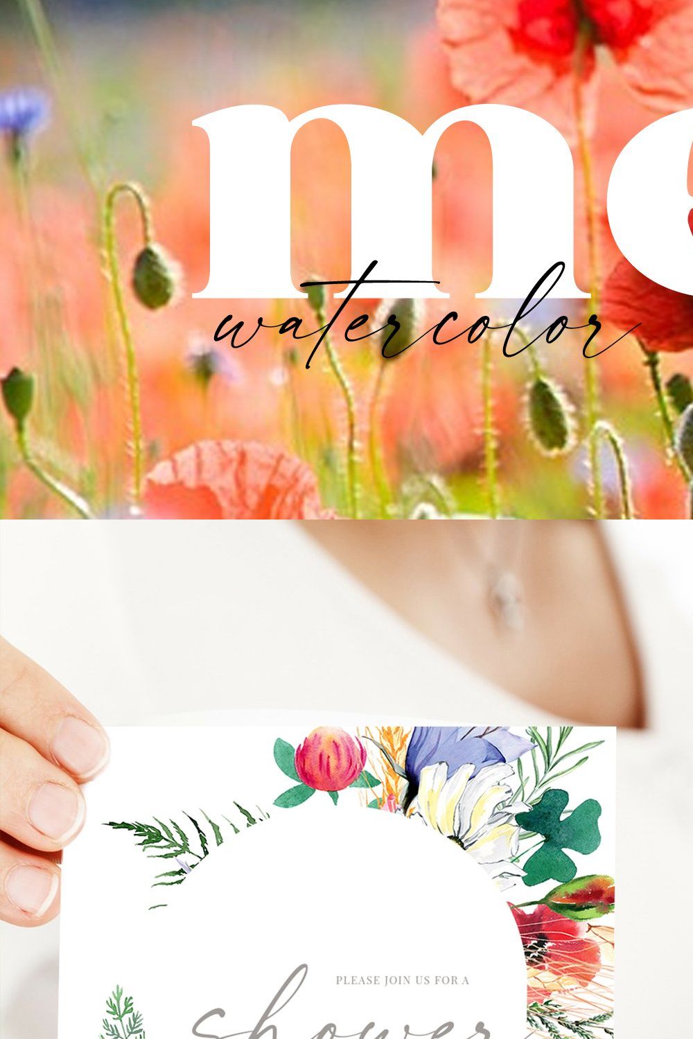 Meadow Flowers Watercolor pinterest preview image.