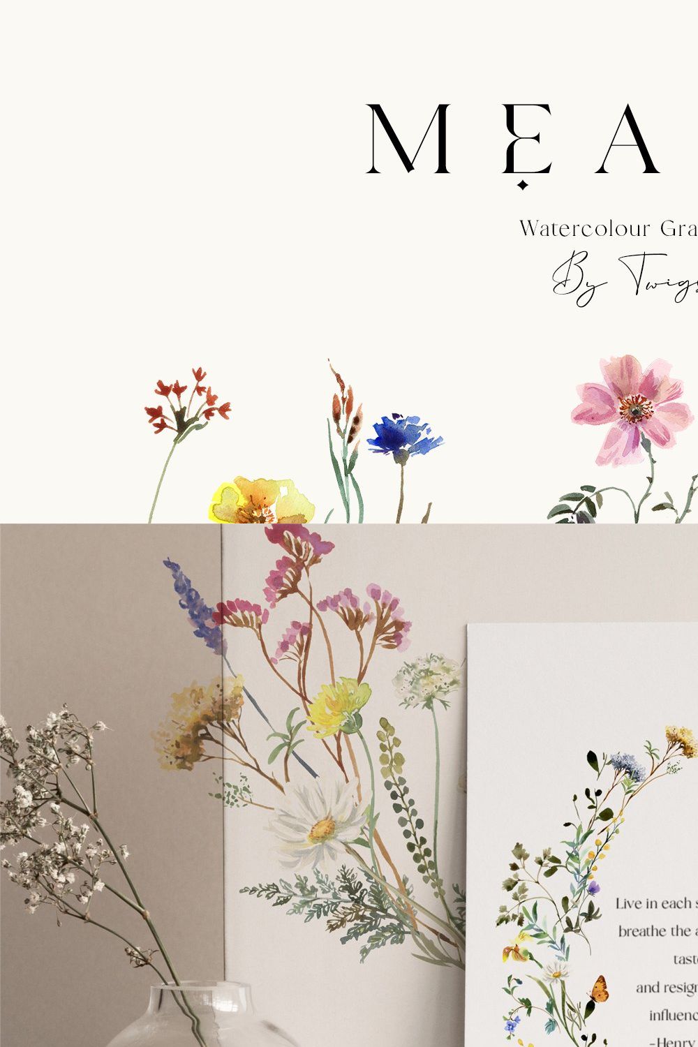 Meadow Wildflower Graphics pinterest preview image.