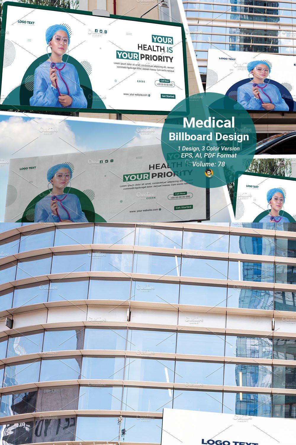 Medical Health Care Billboard Design pinterest preview image.
