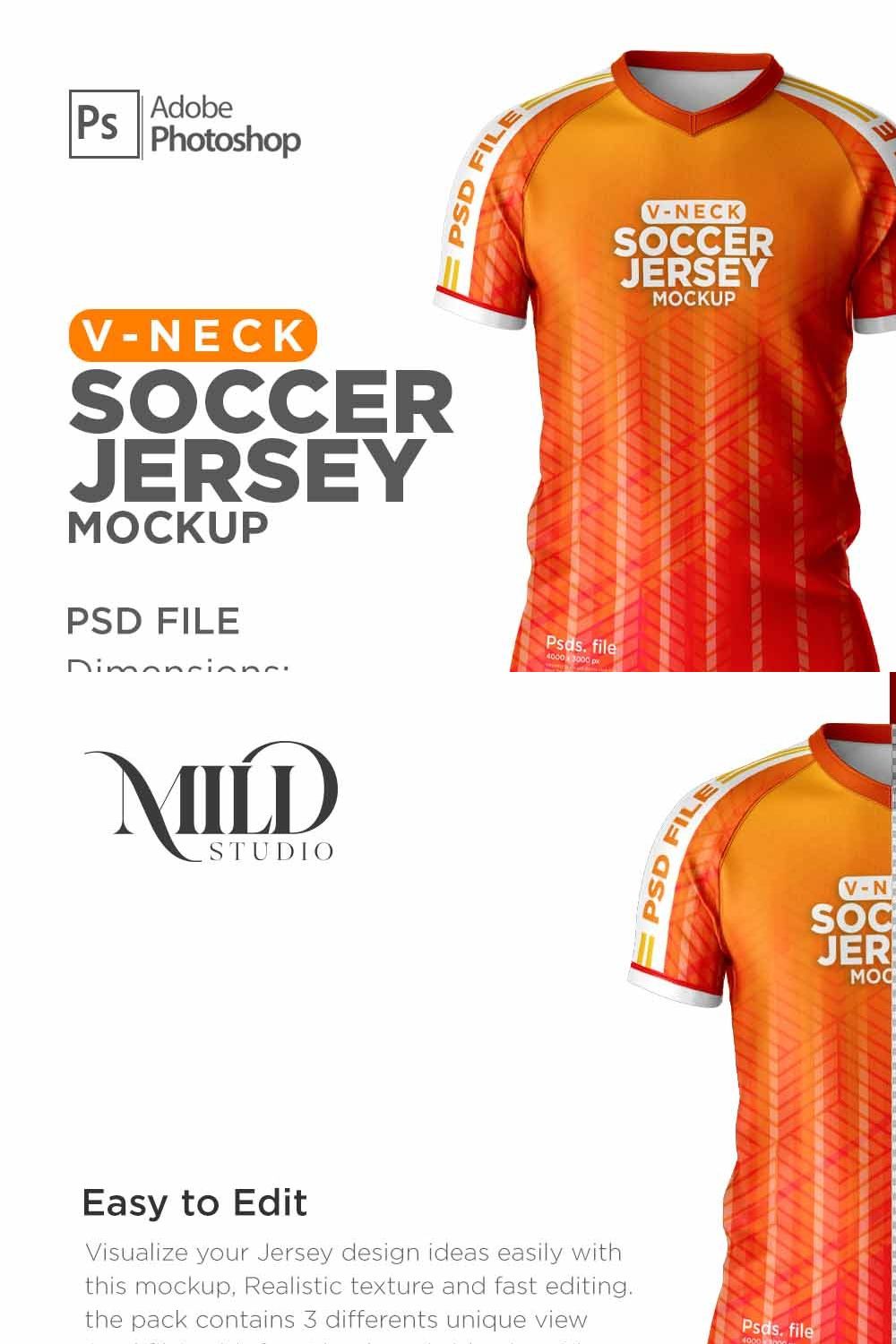 Men Soccer Jersey kit Mockup pinterest preview image.