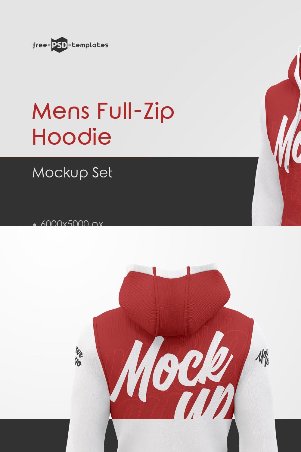 Mens Full-Zip Hoodie MockUp Set pinterest preview image.
