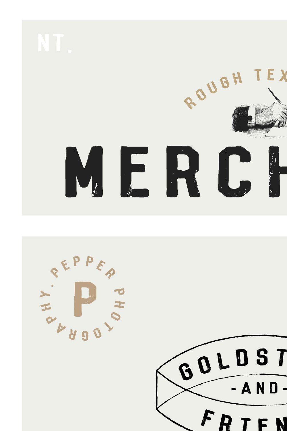 Merchant - Vintage Dry Brush Font pinterest preview image.