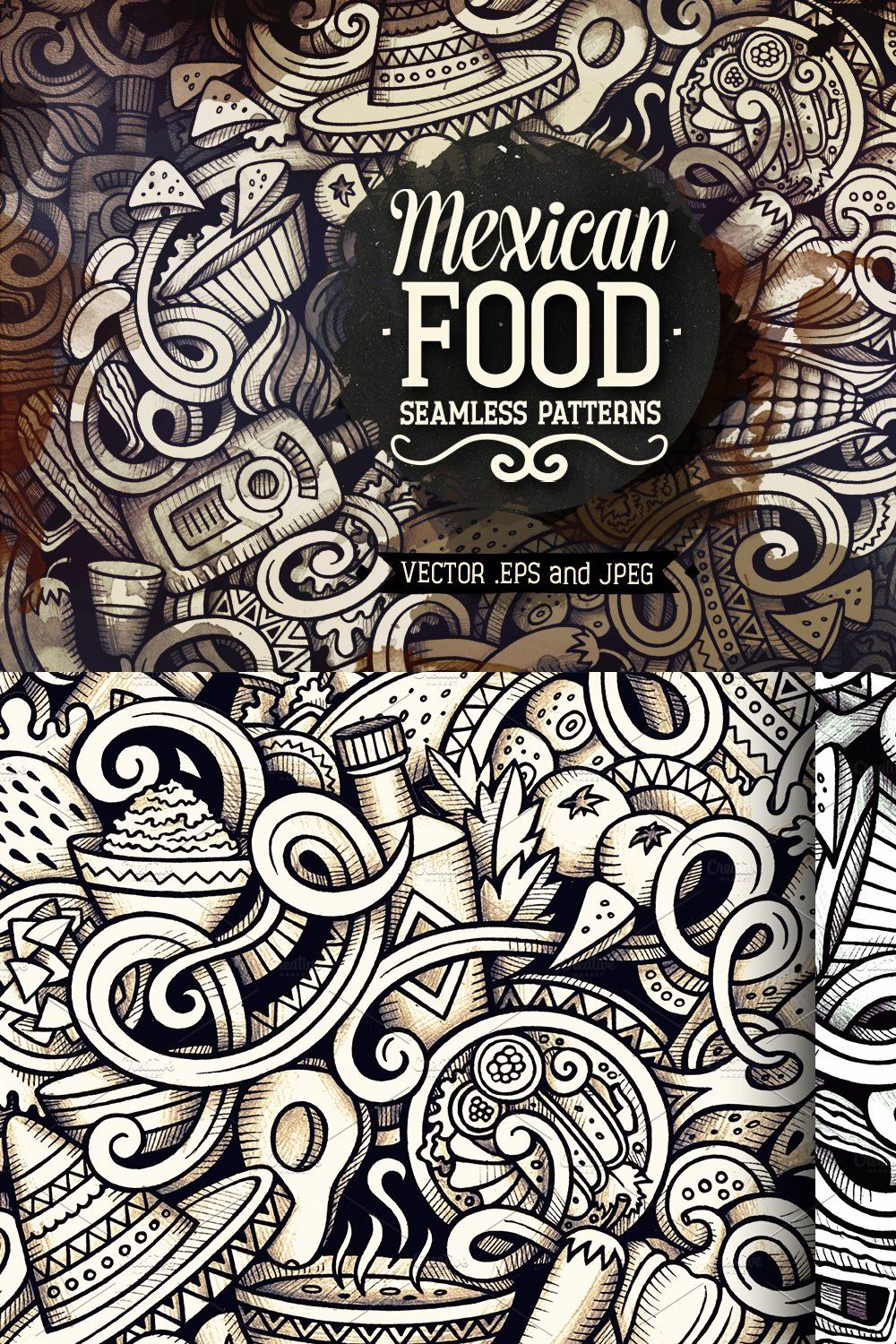 Mexican Food Graphics Patterns pinterest preview image.