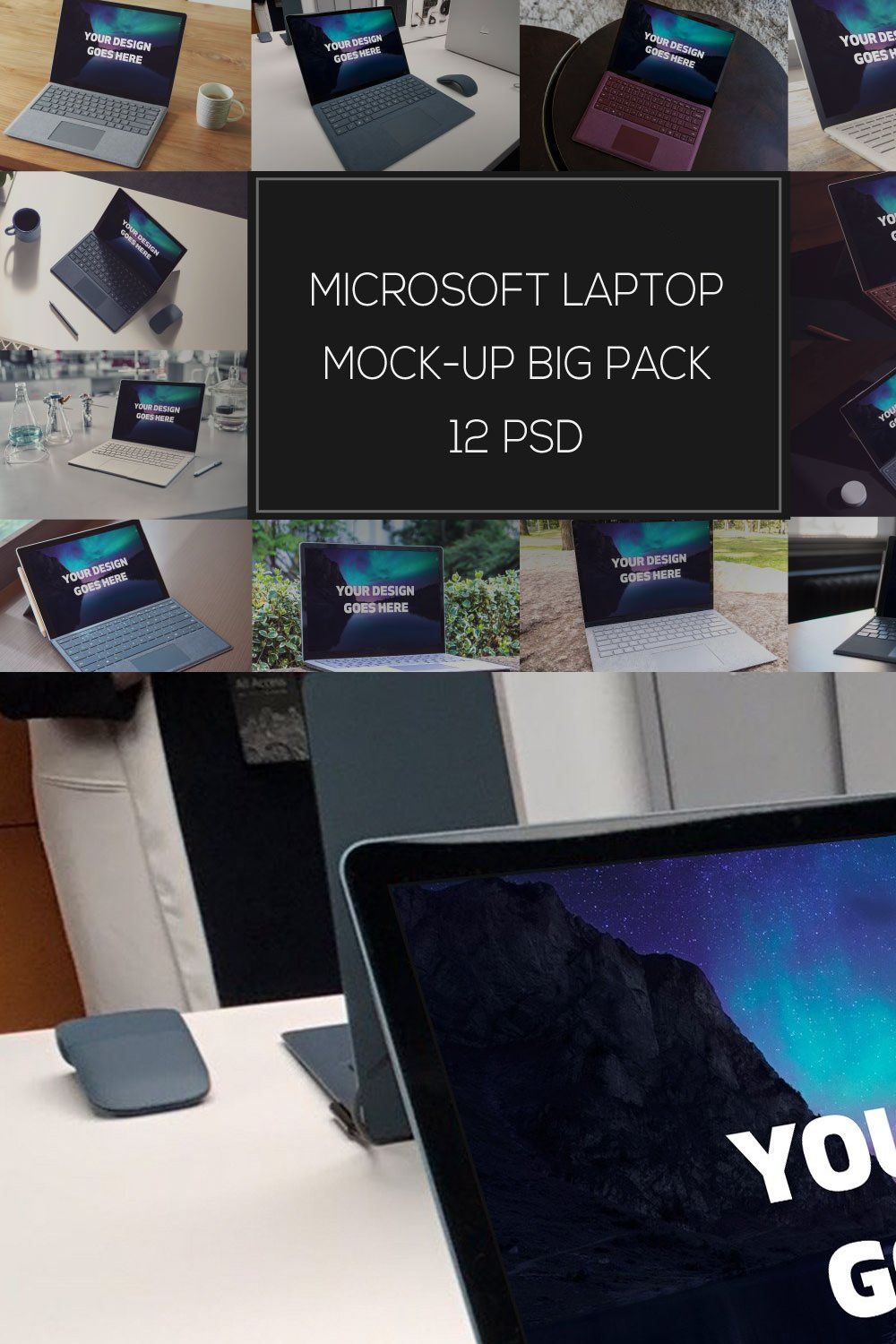 Microsoft Laptop Mock-up Pack #2 pinterest preview image.