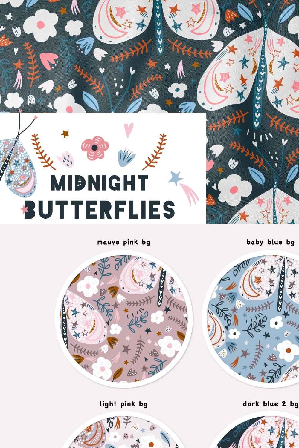 MIDNIGHT BUTTERFLIES 6 in 1 PATTERN pinterest preview image.