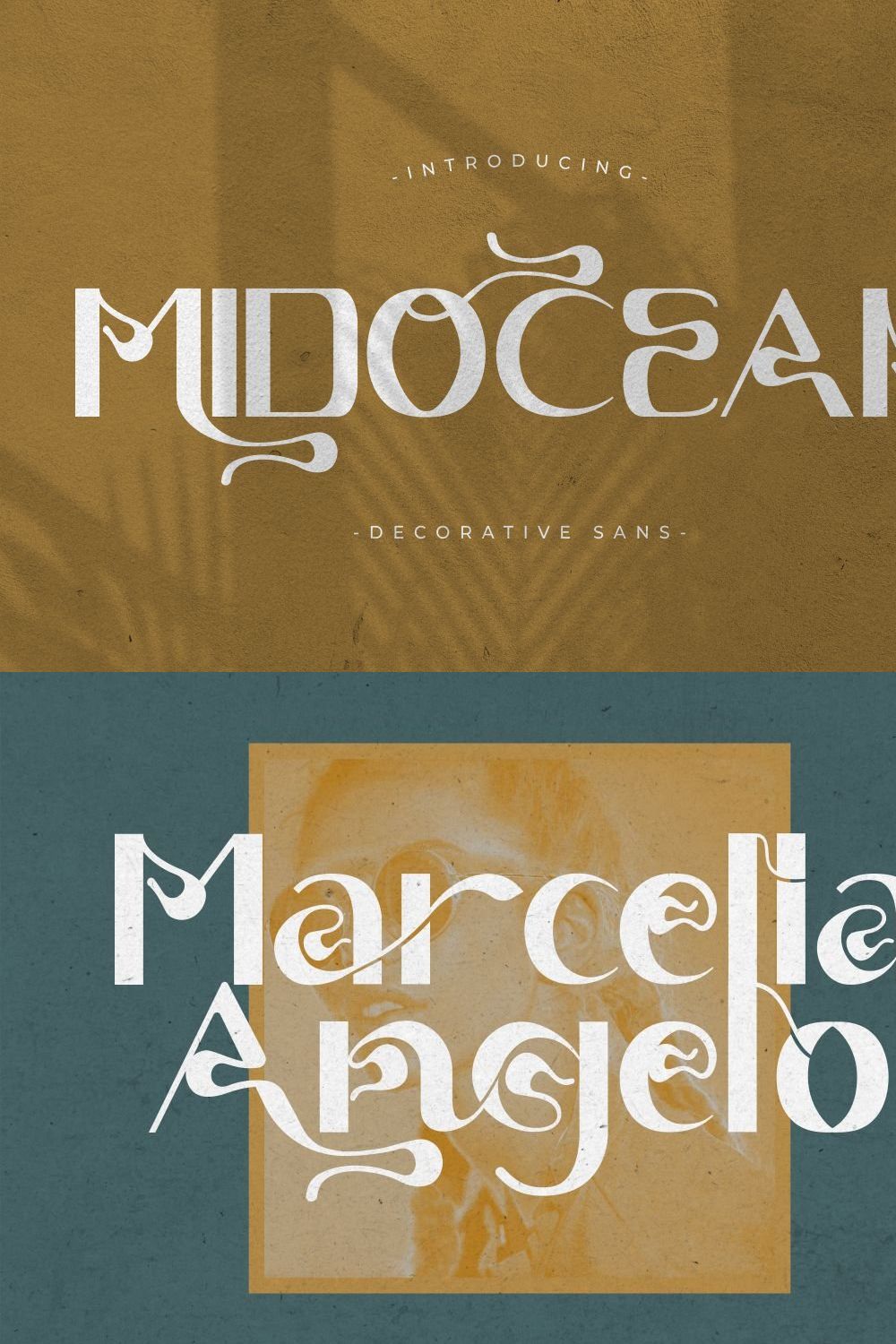 Midocean - Decorative Sans Font pinterest preview image.