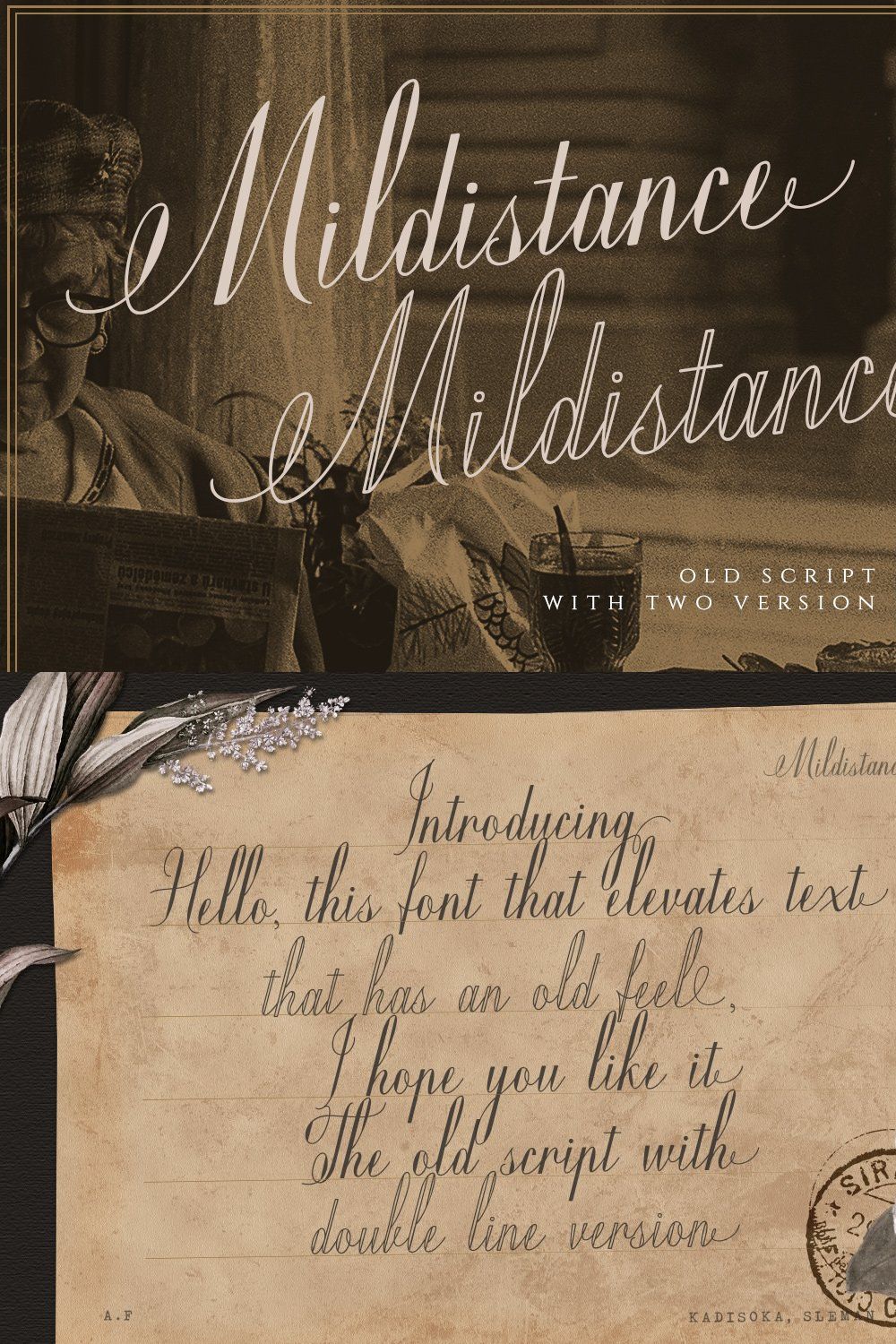 Mildistance - Old Script pinterest preview image.