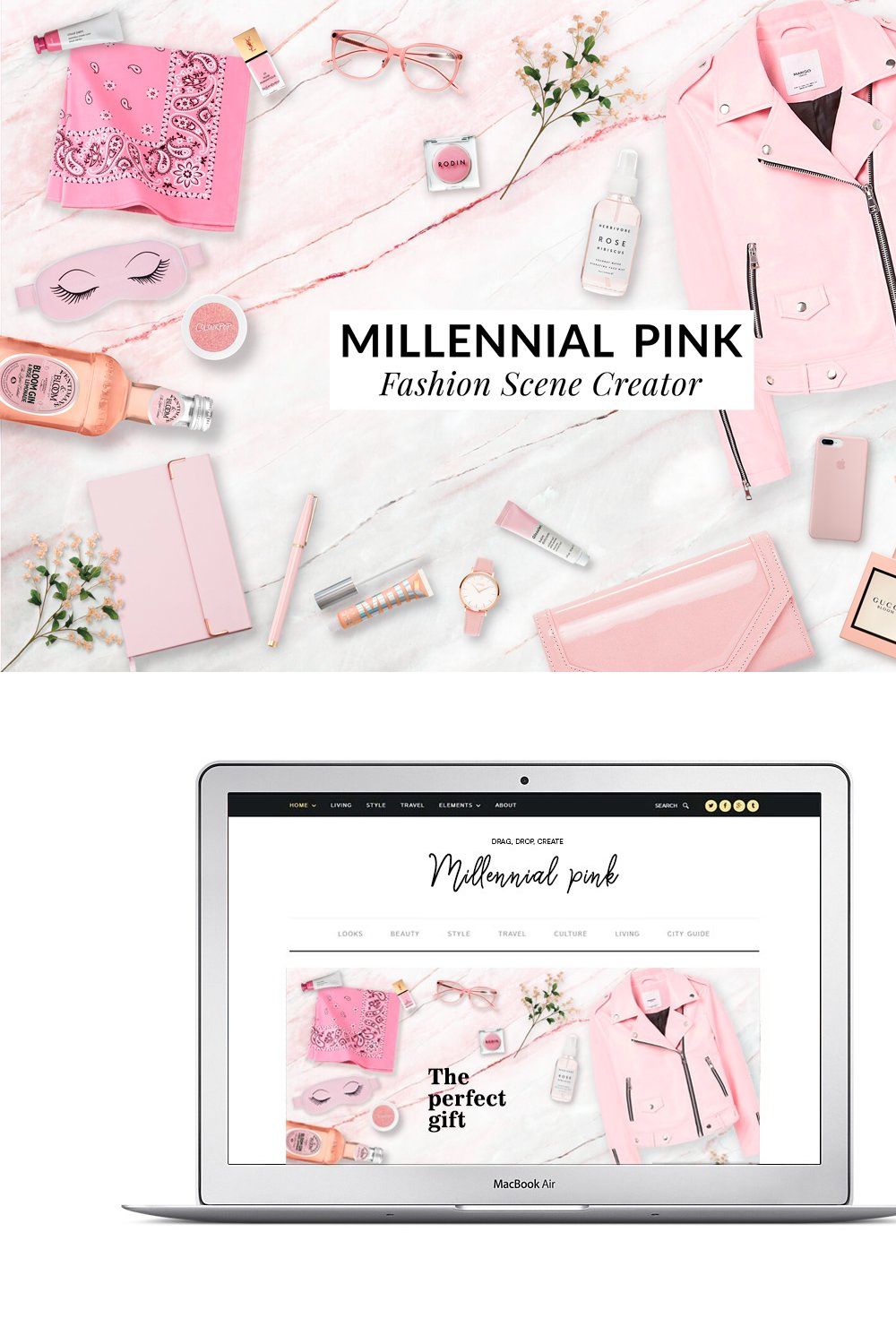 Millennial pink custom scene creator pinterest preview image.