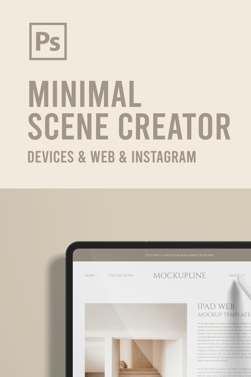 Minimal Scene Creator Mockup pinterest preview image.