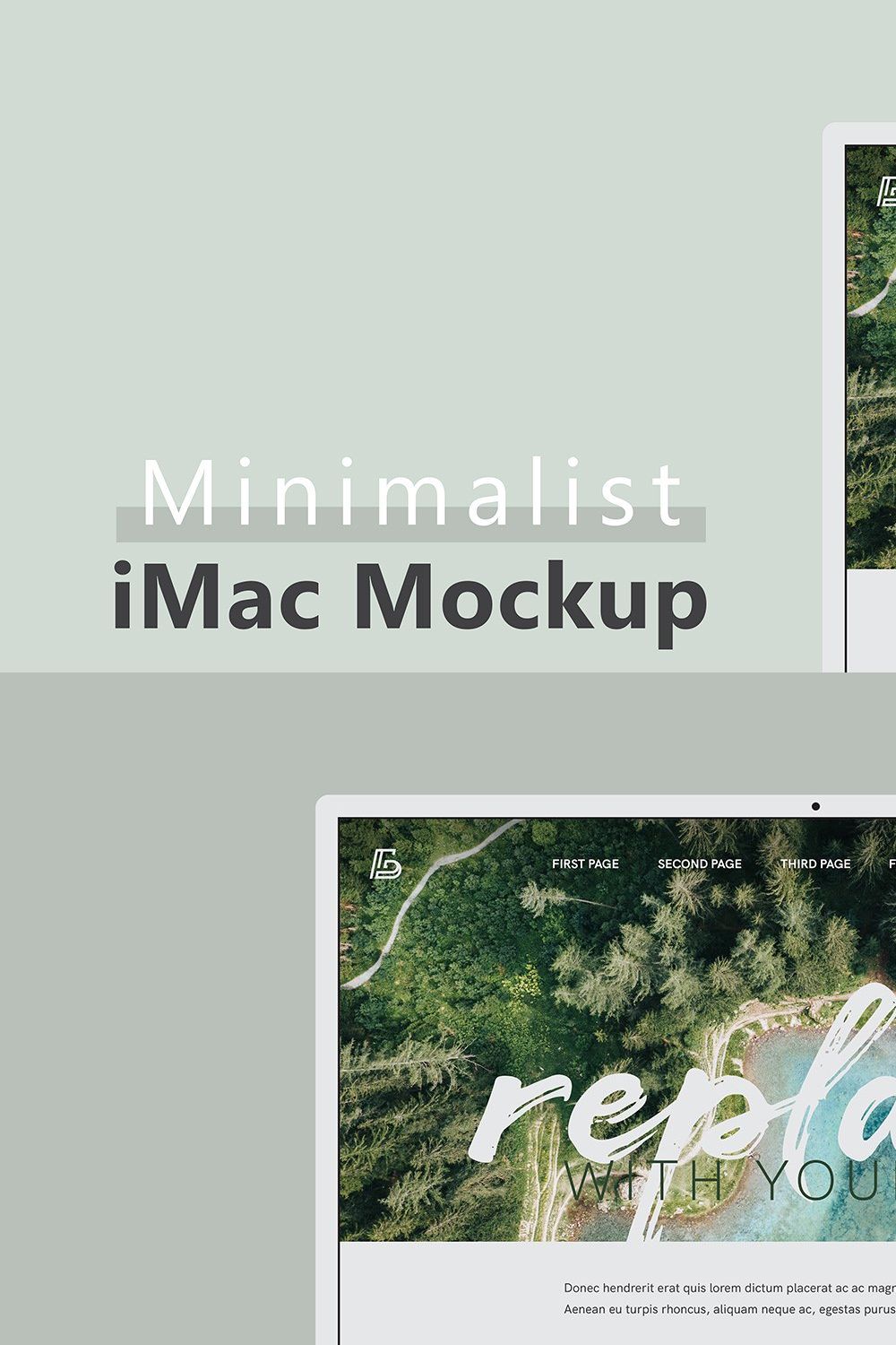 Minimalist iMac Mockup pinterest preview image.