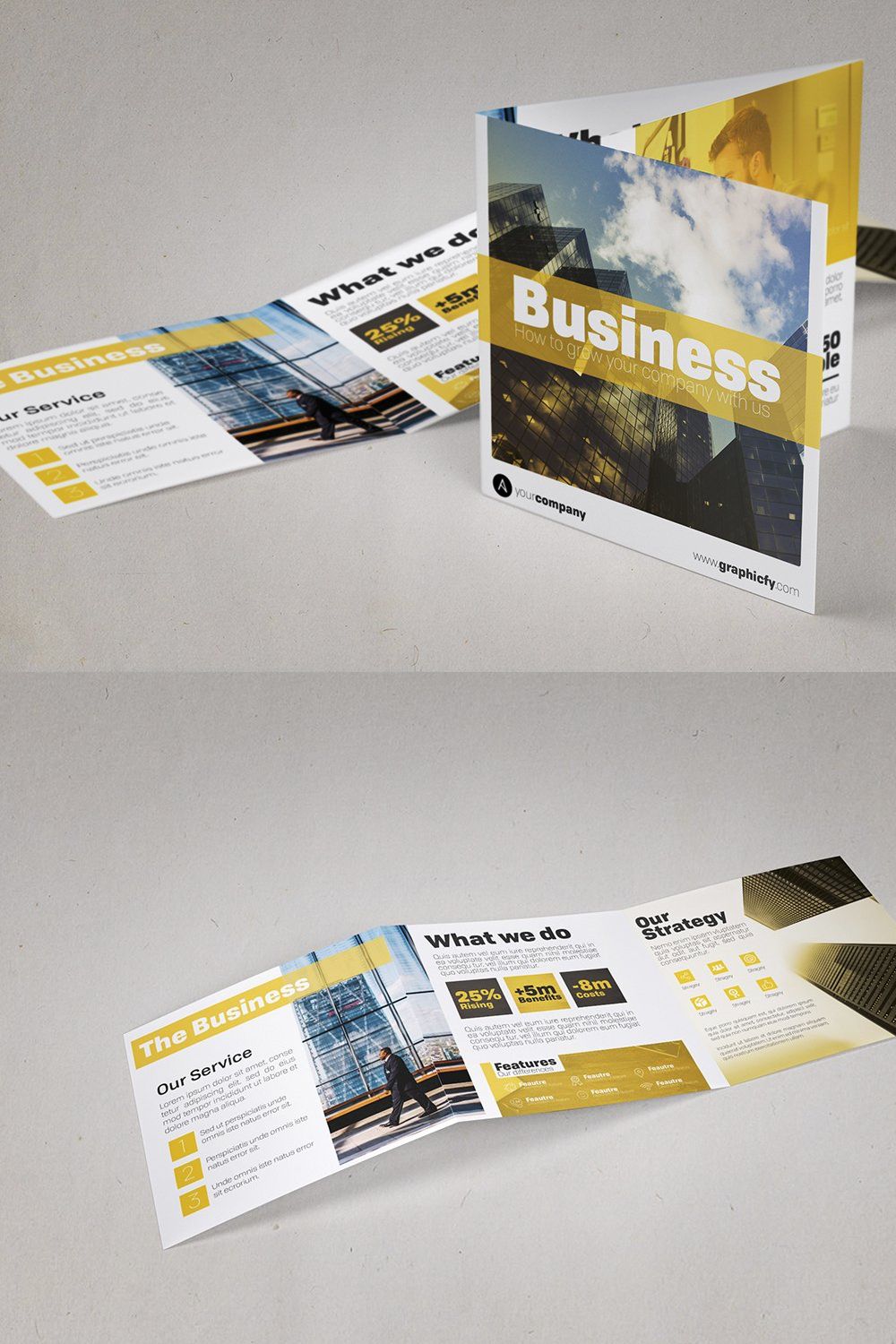 Minimalist Square Trifold Brochure pinterest preview image.