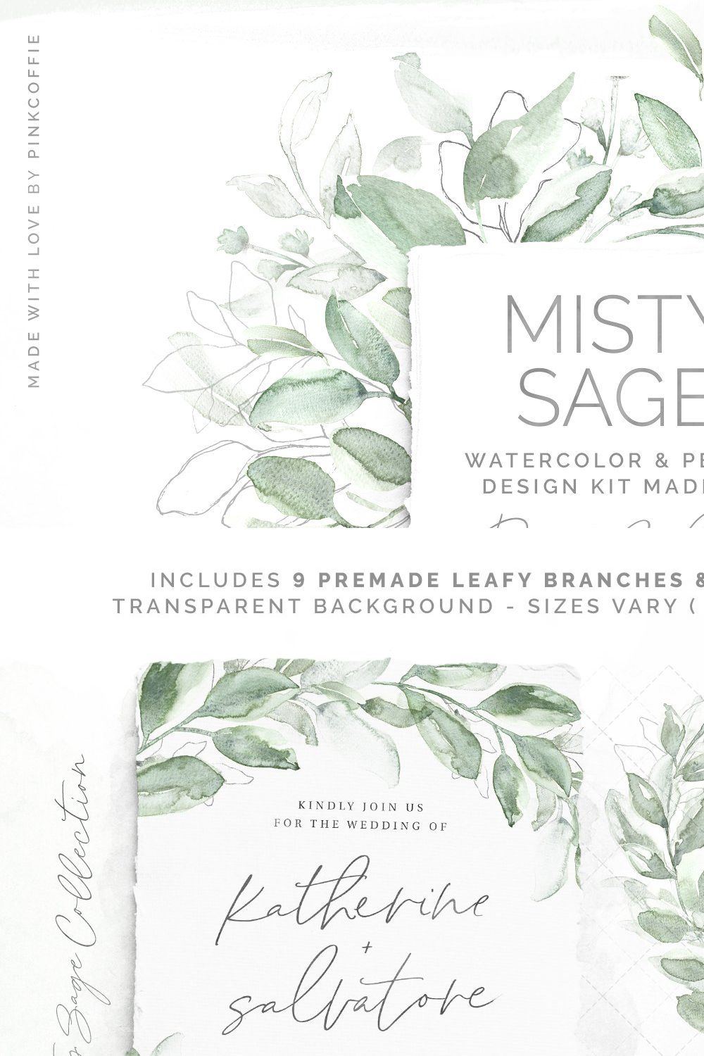 Misty Sage Watercolor & Pencil Kit pinterest preview image.