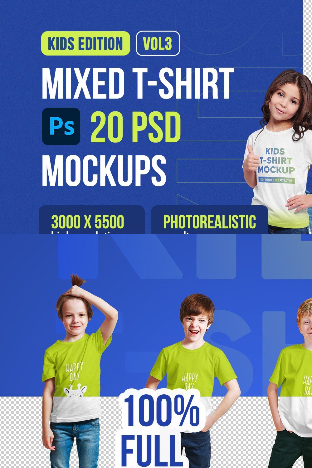 Mixed Kids T Shirt Mockups Vol3 pinterest preview image.