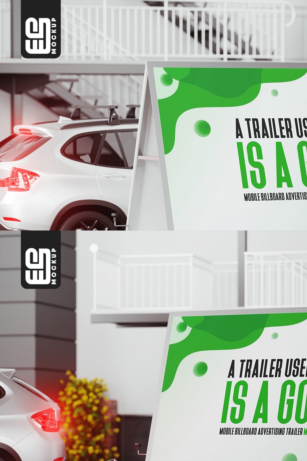 Mobile Billboard Adv Trailer Mockup pinterest preview image.