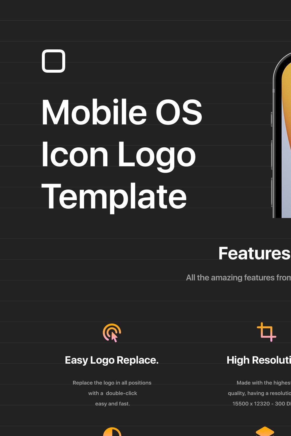 Mobile OS Icon Template Mockup - PSD pinterest preview image.