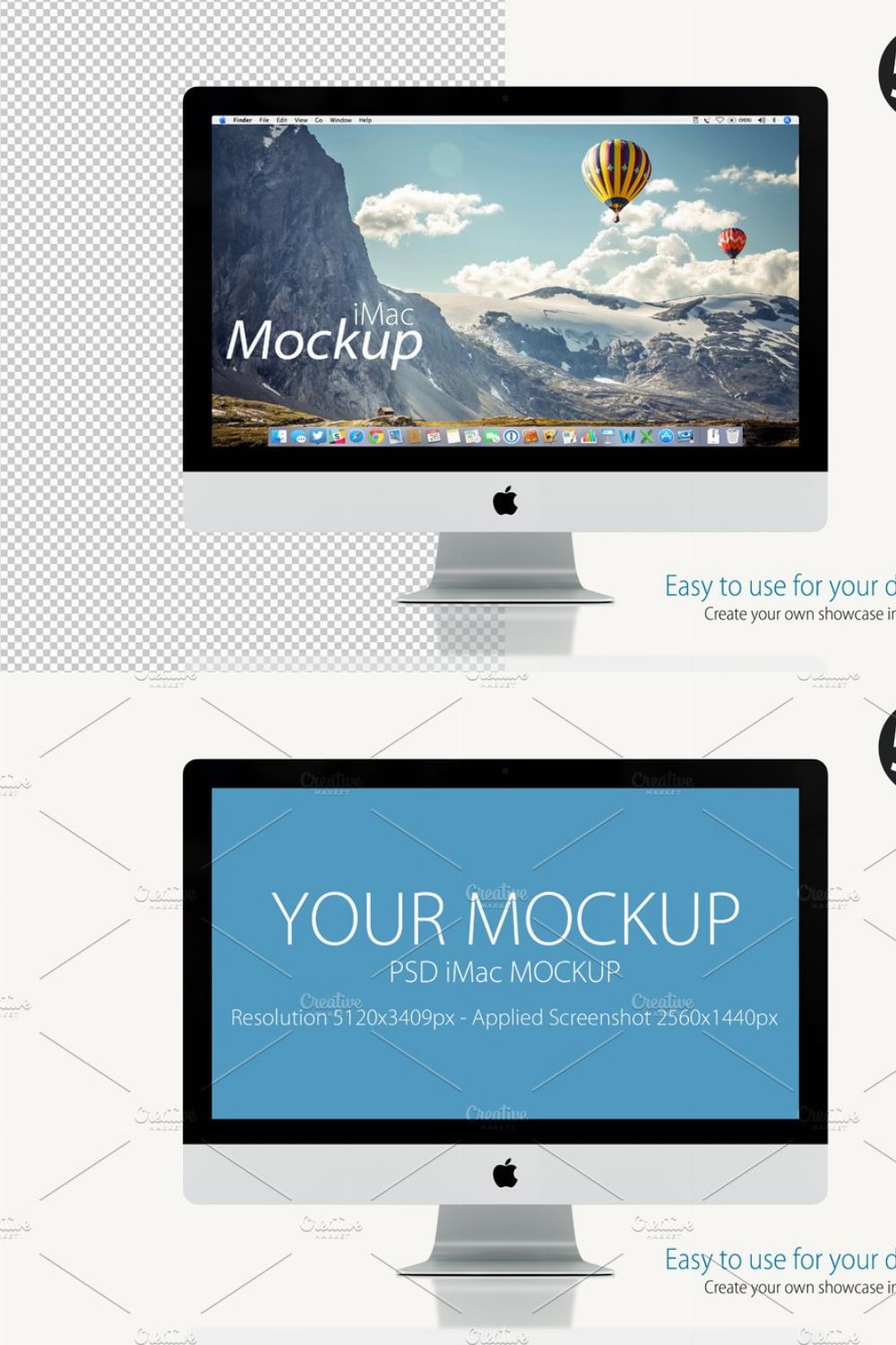 Mockup Apple iMac on white pinterest preview image.