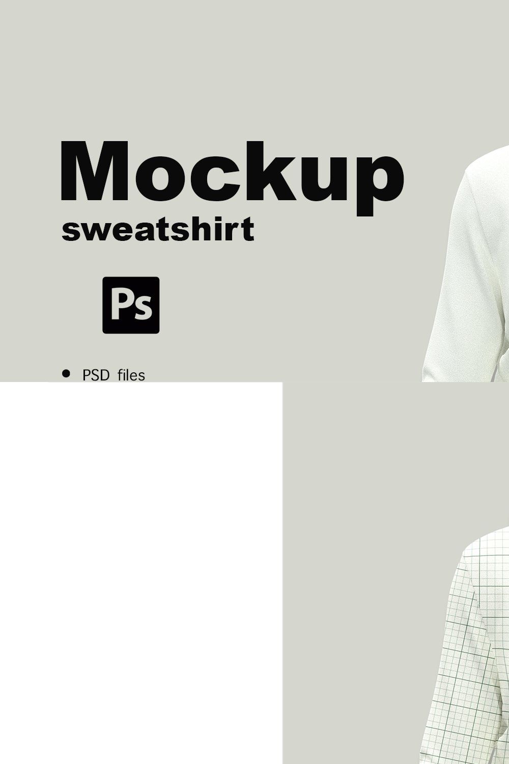 Mockup of a short hooded sweatshirt. pinterest preview image.