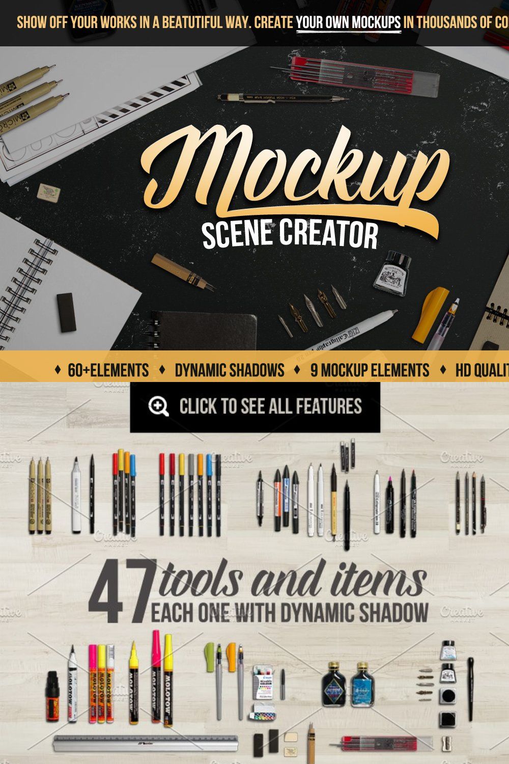 Mockup Scene Creator 12% OFF pinterest preview image.