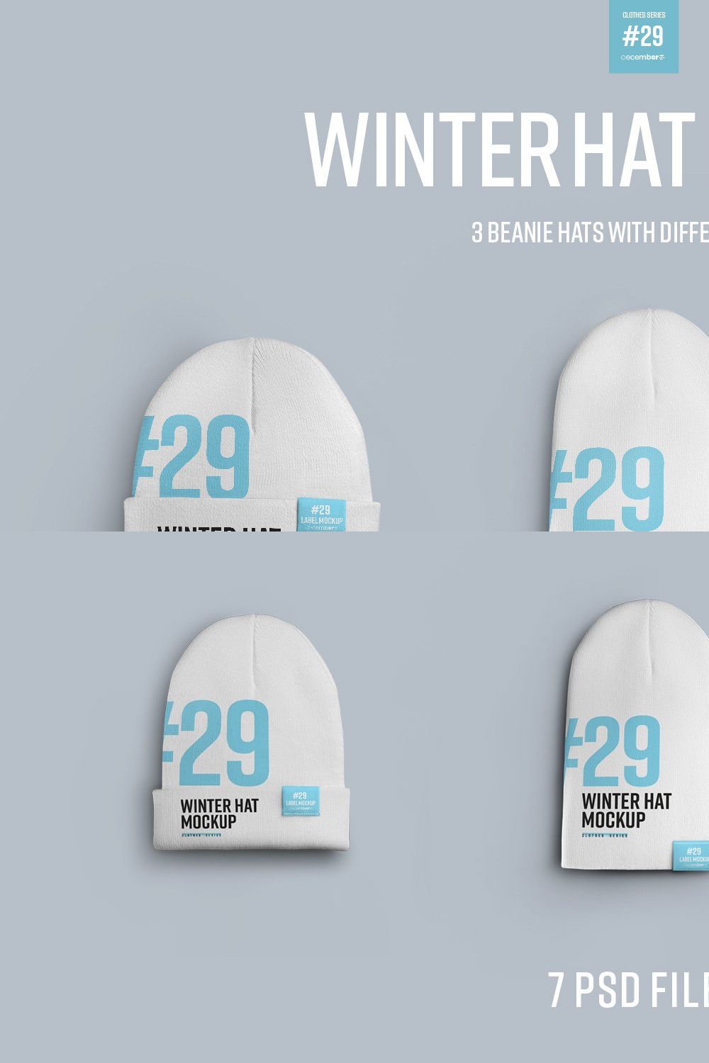 Mockups Beanie With Different Lapel pinterest preview image.