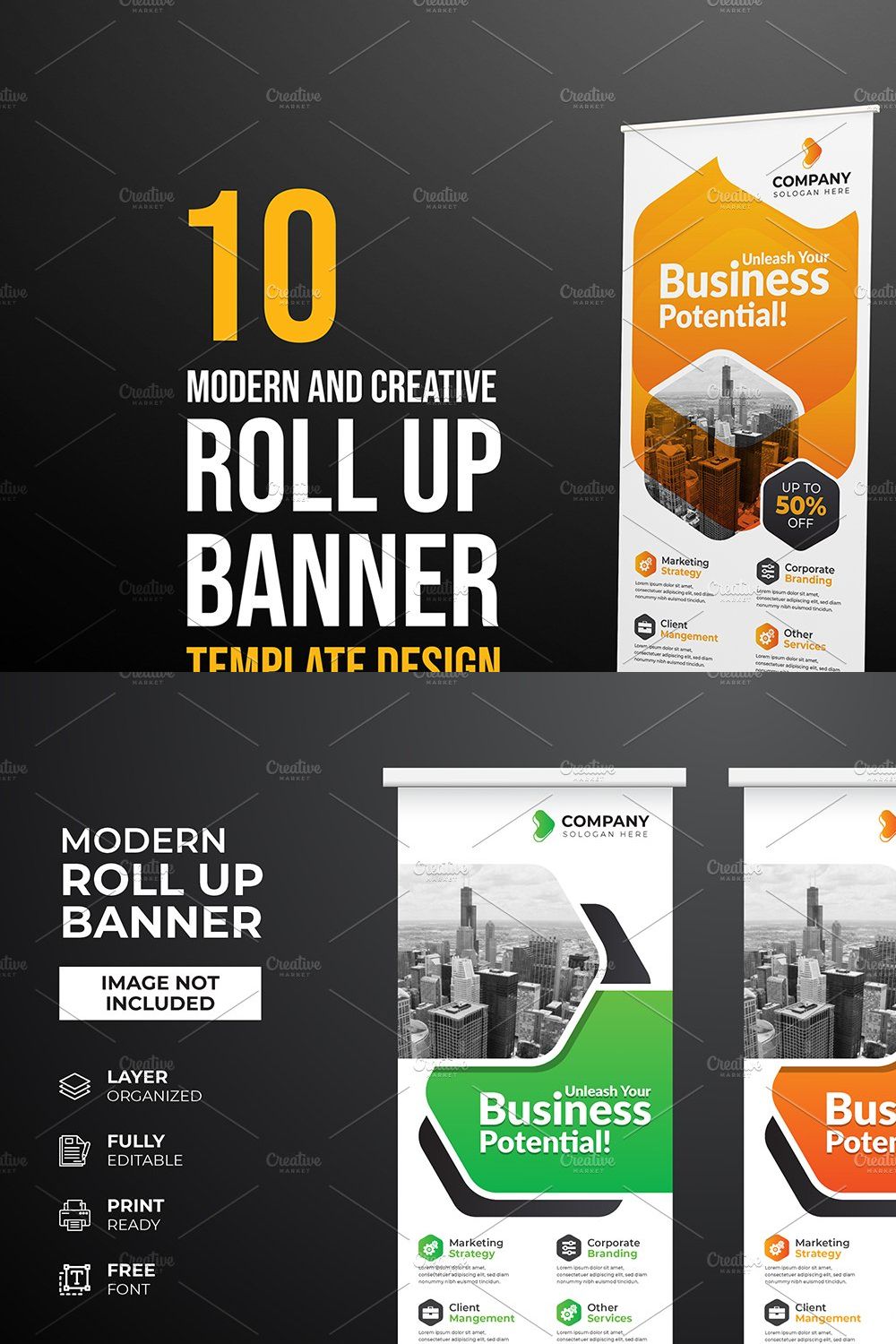 Modern Corporate Roll up Banner pinterest preview image.