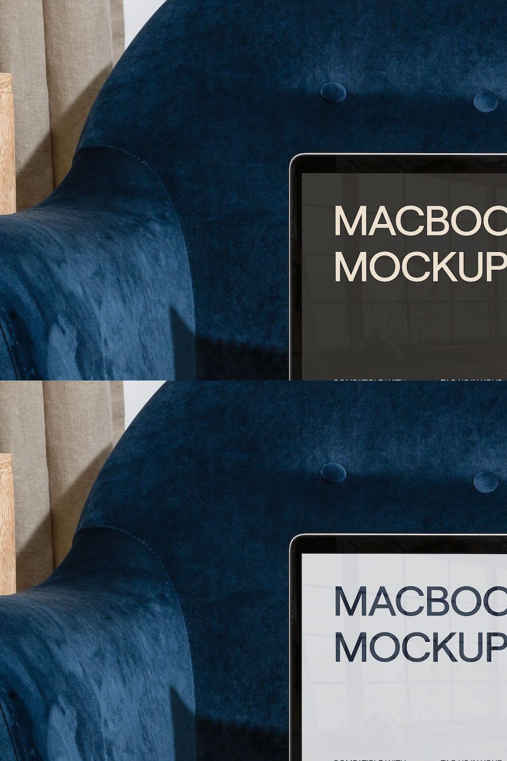 Modern MacBook Pro Laptop PSD Mockup pinterest preview image.
