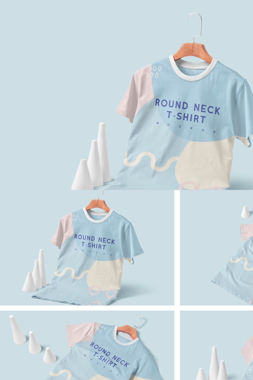 Modish Round Neck T-Shirts Mockups pinterest preview image.