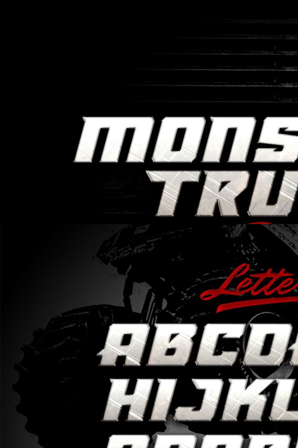 Monster Truck Font pinterest preview image.