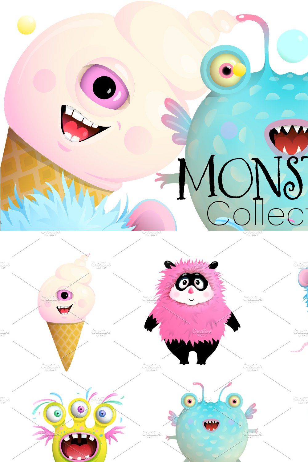 Monsters Eyes and Mouth for Kids Set pinterest preview image.