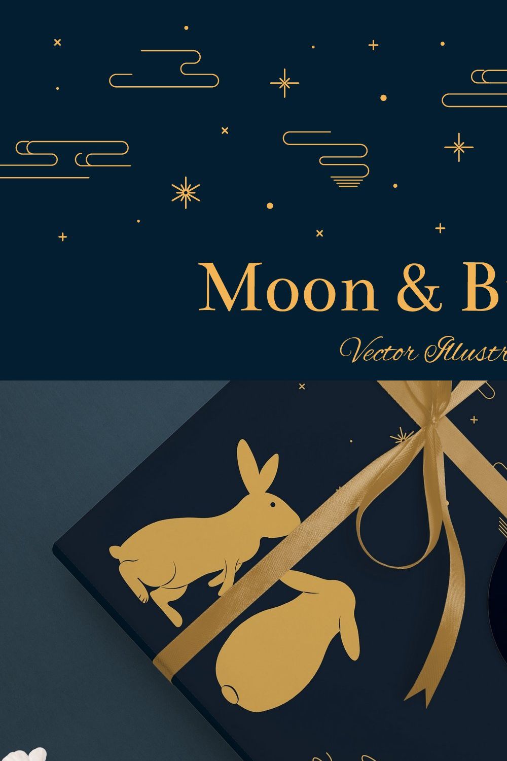 Moon & Bunnies Vector Illustrations pinterest preview image.