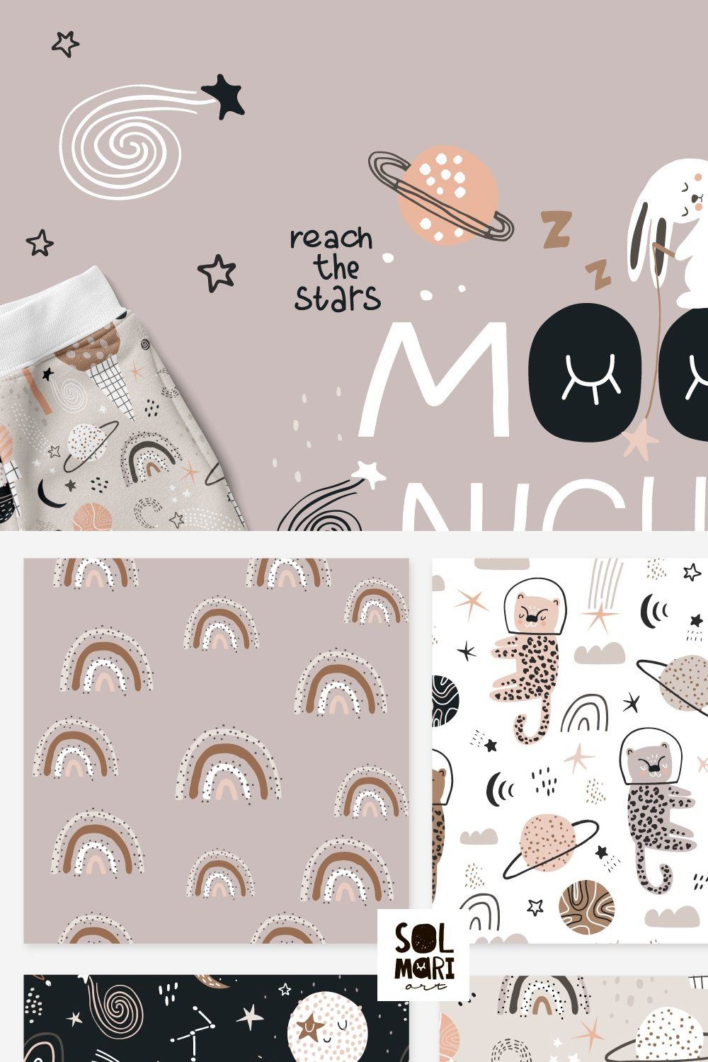 MOON night graphic collection pinterest preview image.