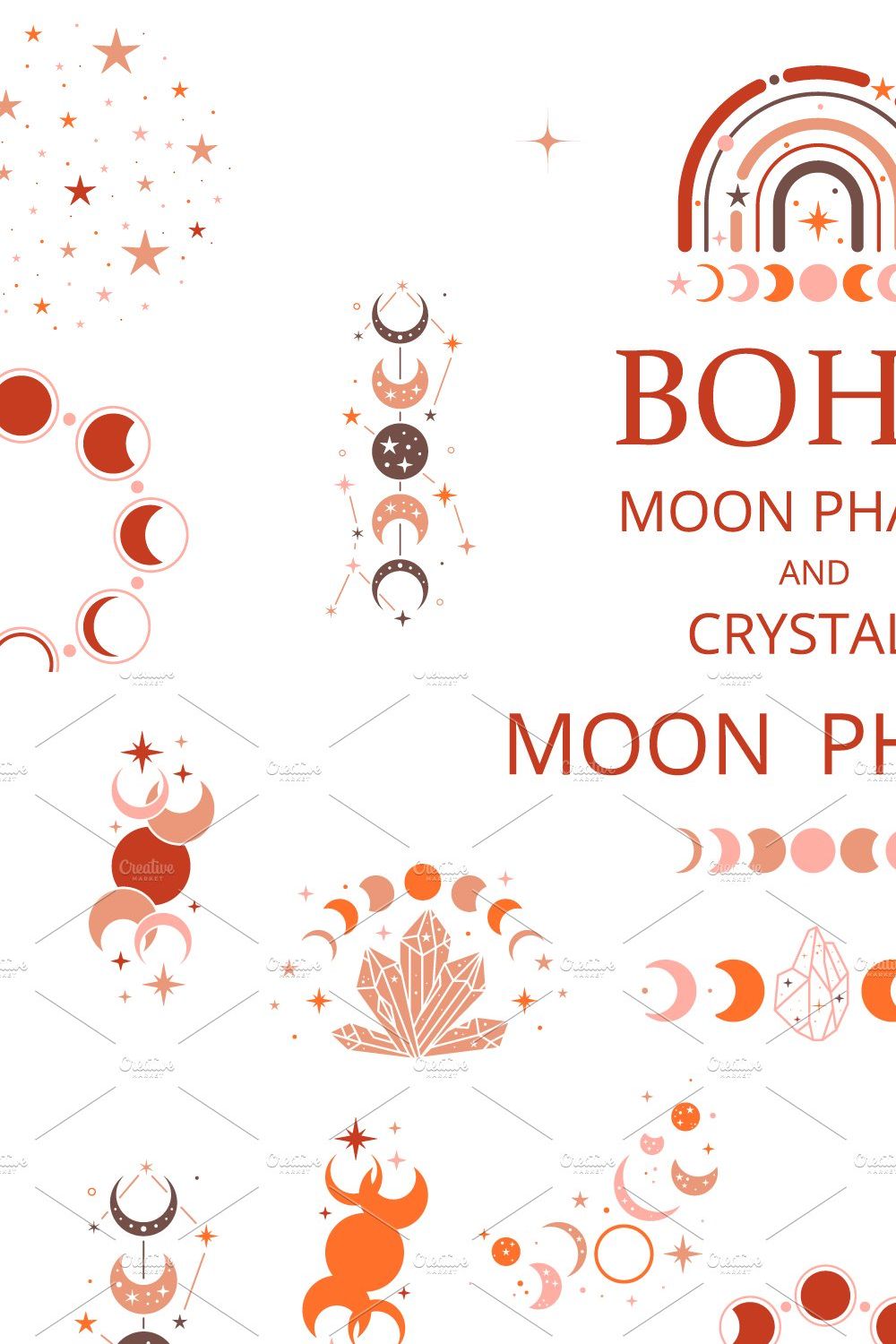 Moon Phases and Crystals pinterest preview image.