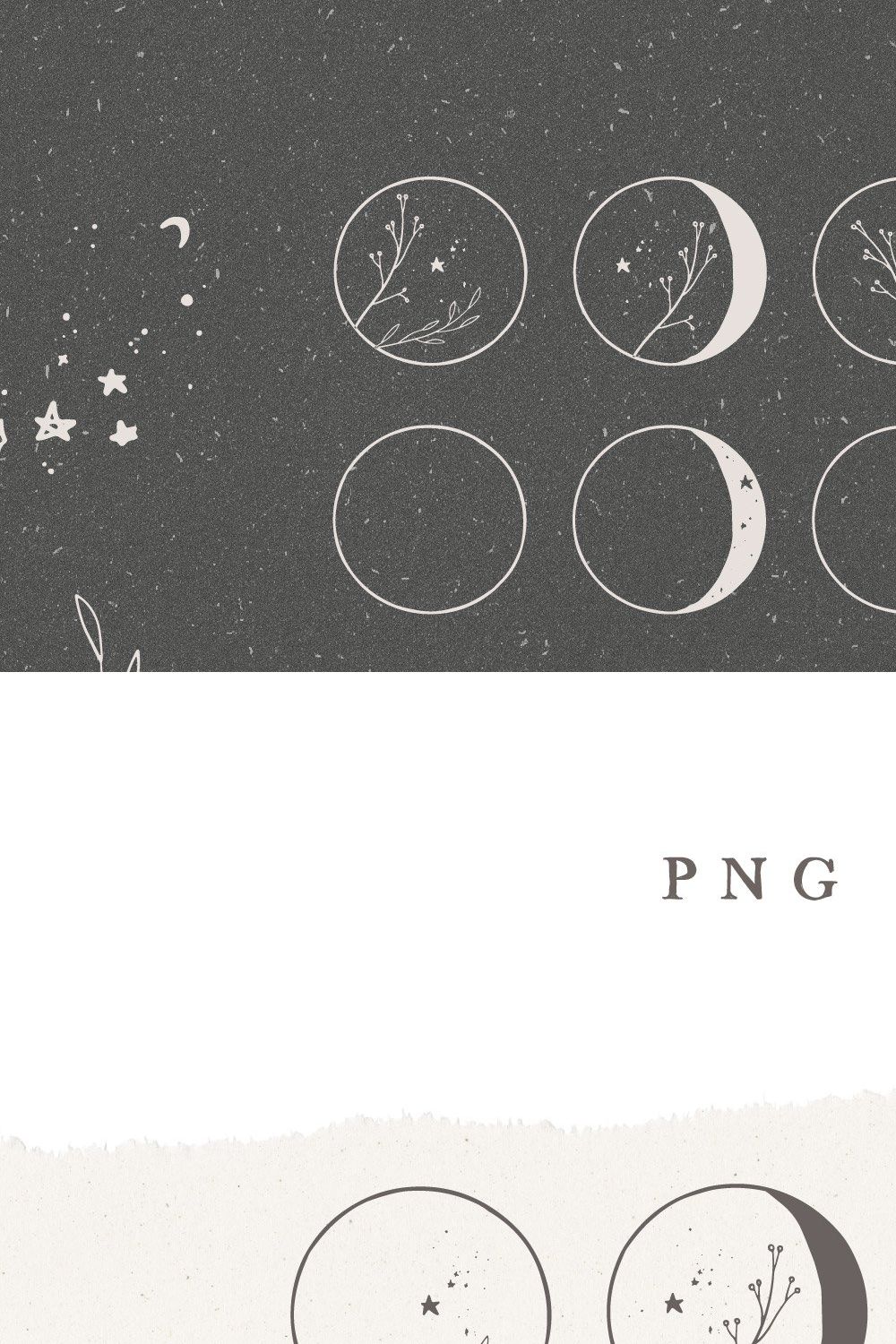 MOON PHASES / vector illustration pinterest preview image.
