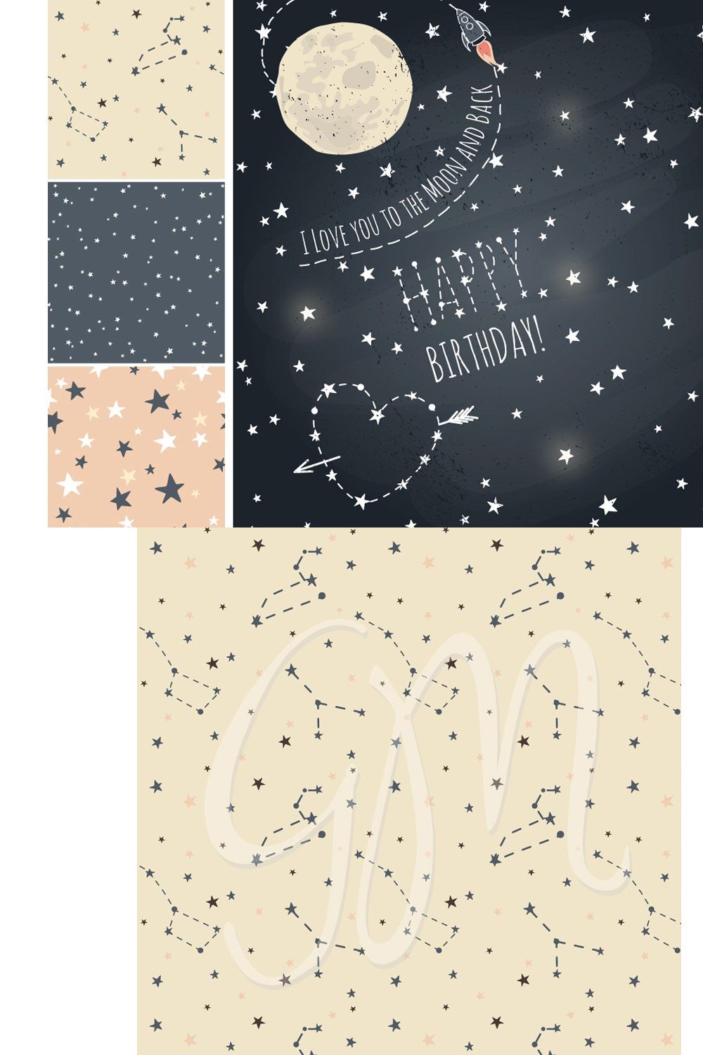 Moon, Stars, Galaxy, starry night pinterest preview image.