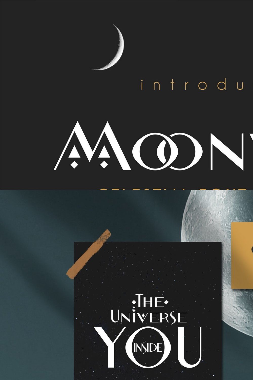Moonwild - Celestial Font & Symbols pinterest preview image.