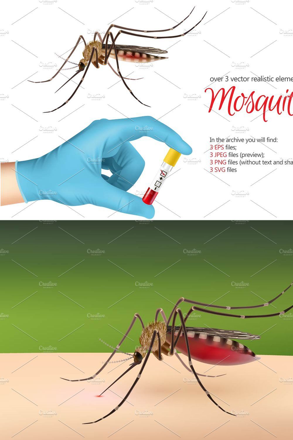 Mosquito Realistic Set pinterest preview image.