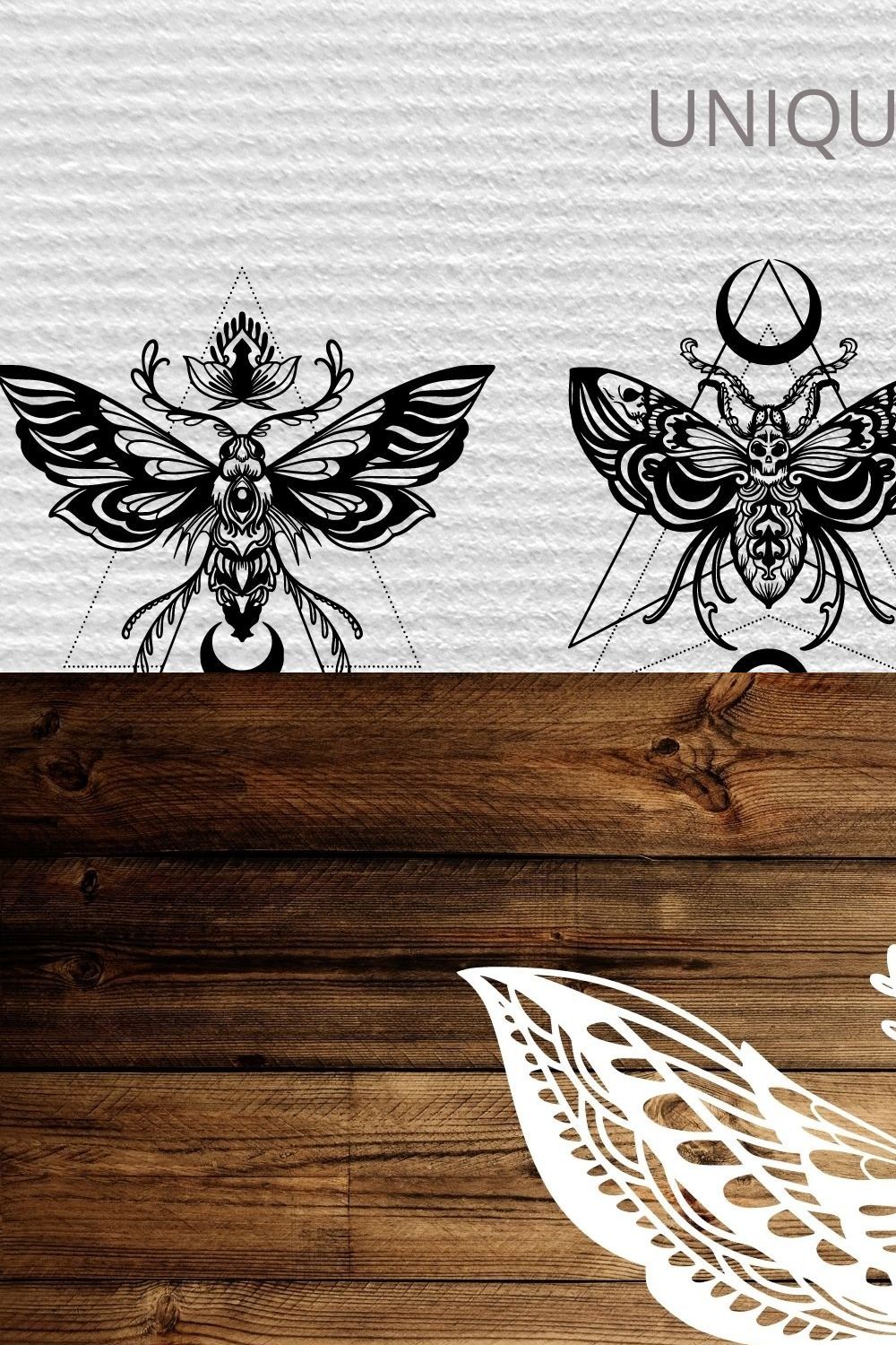Moth SVG, Death Moth SVG cut file pinterest preview image.