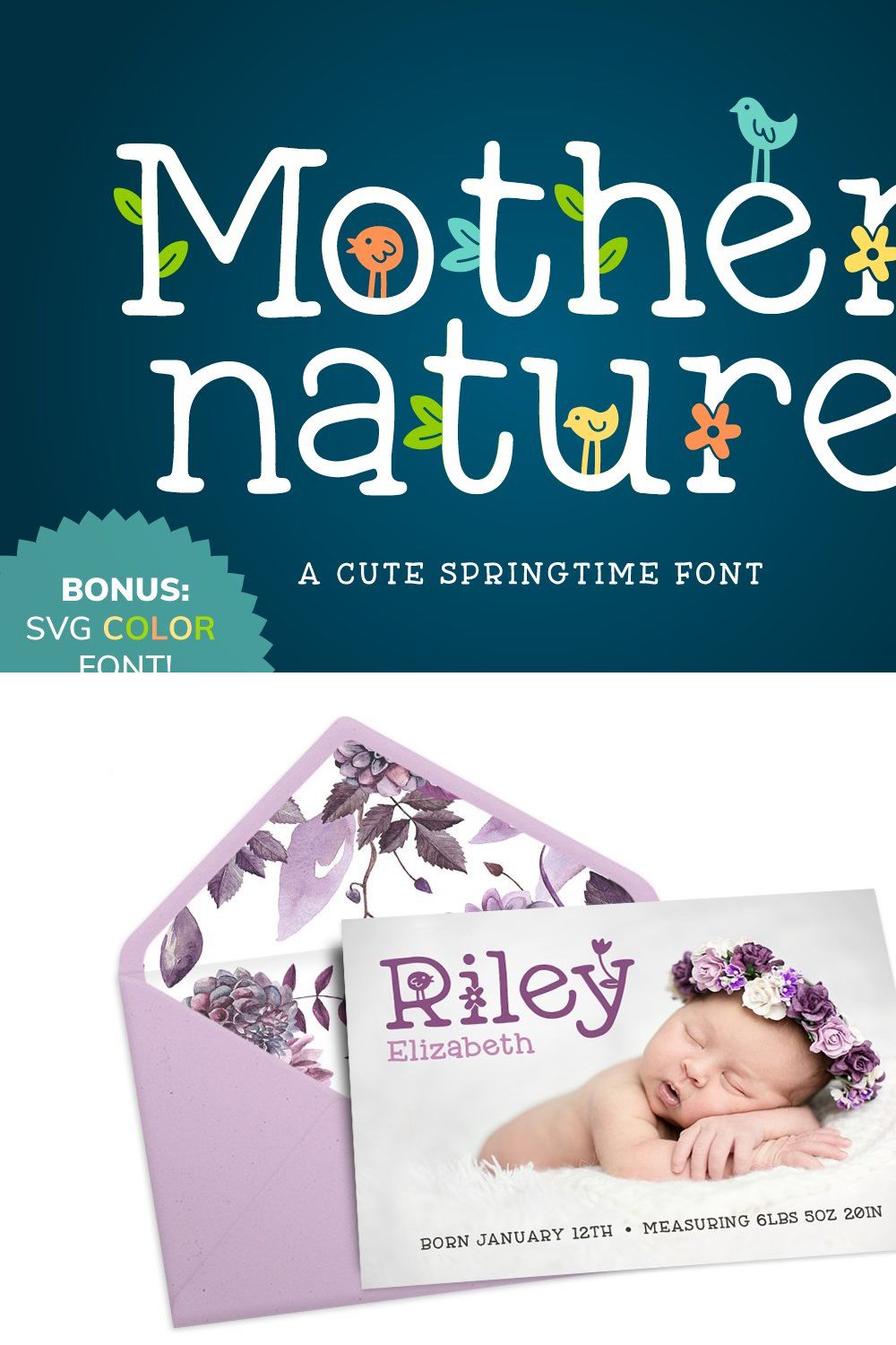 Mother Nature Font pinterest preview image.