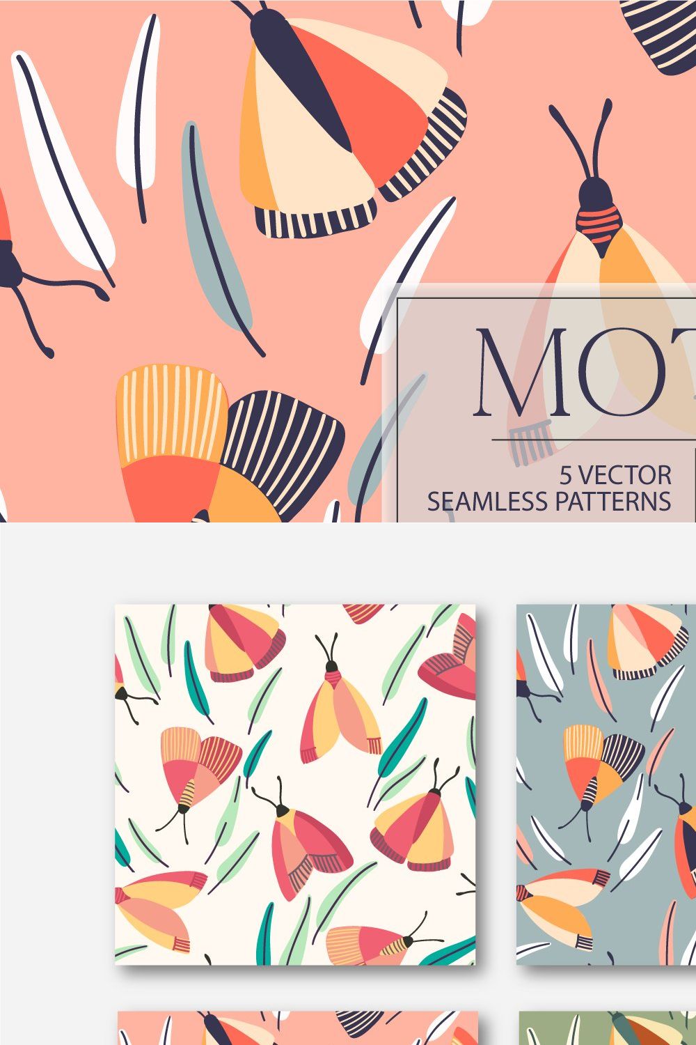 MOTHS seamless pattern pinterest preview image.