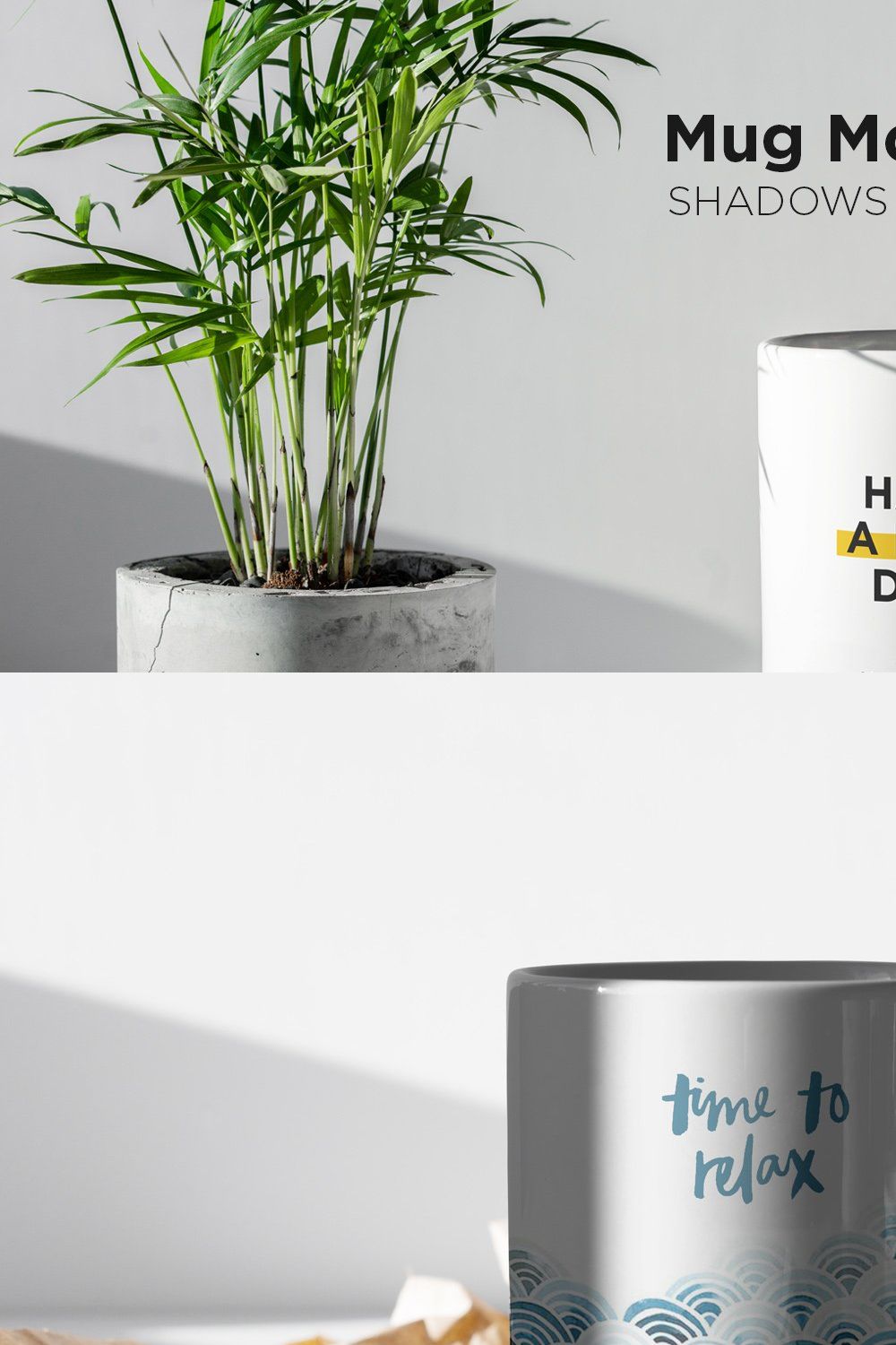 Mug Mock-Up's Shadows Collection pinterest preview image.