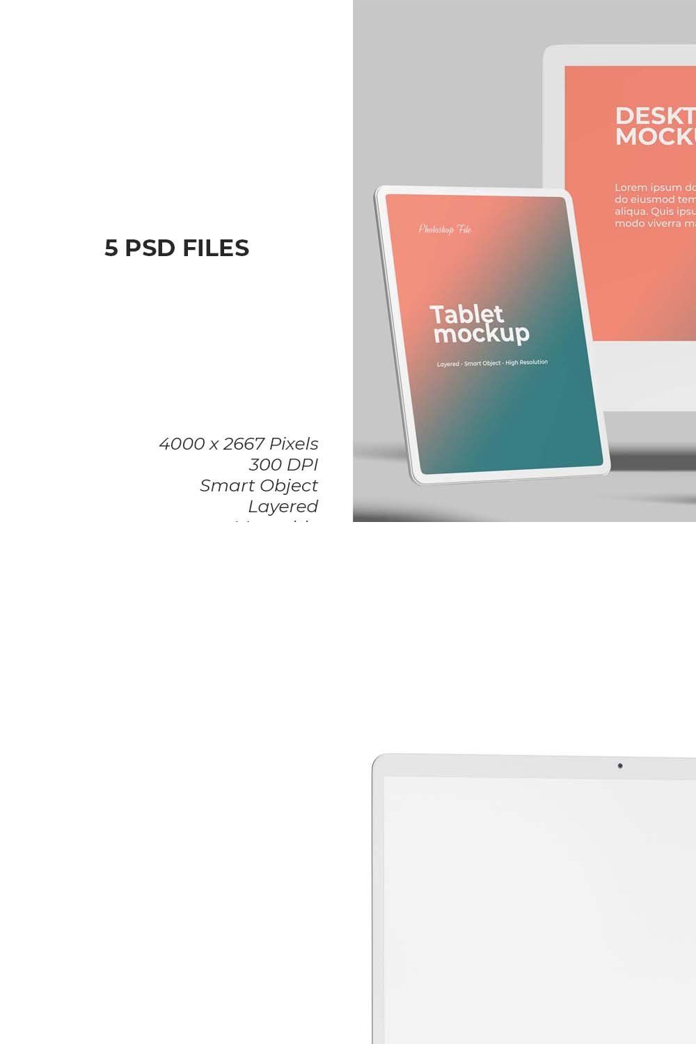 Multi Device Clay Mockups pinterest preview image.