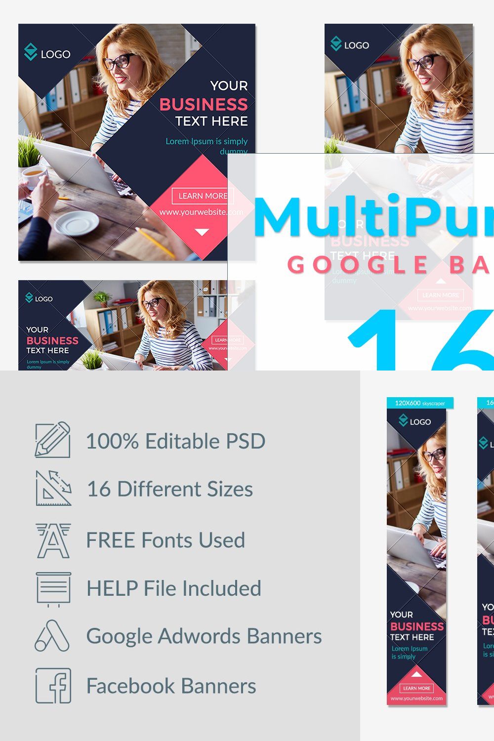 Multipurpose Banners pinterest preview image.
