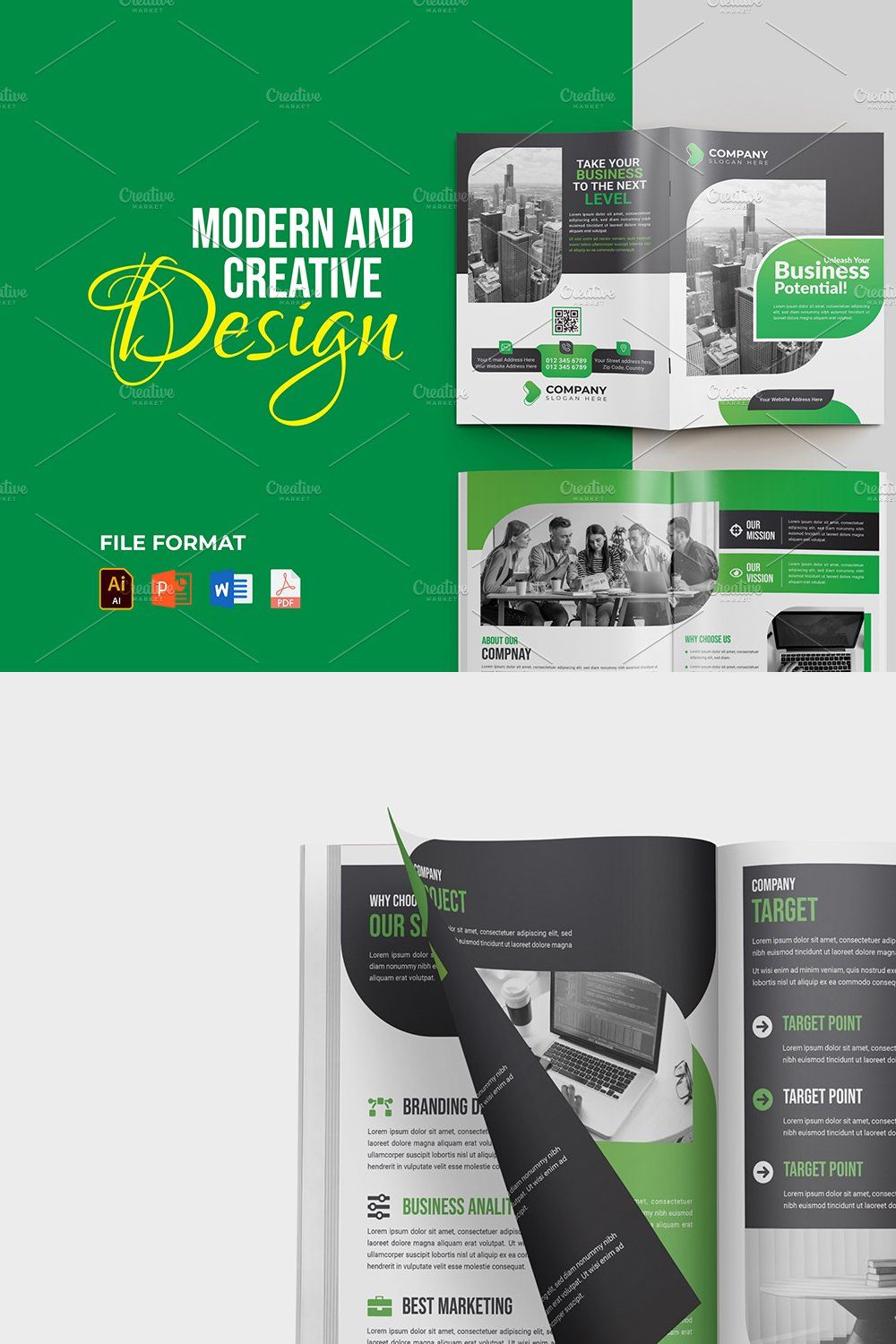 Multipurpose Brochure Template pinterest preview image.