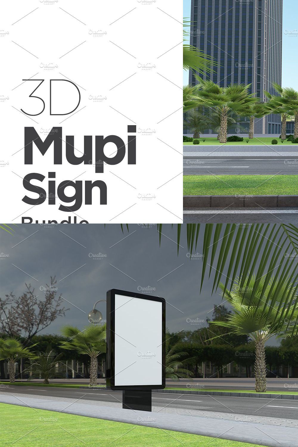 Mupi Sign Billboard Mockup Set Vol 4 pinterest preview image.