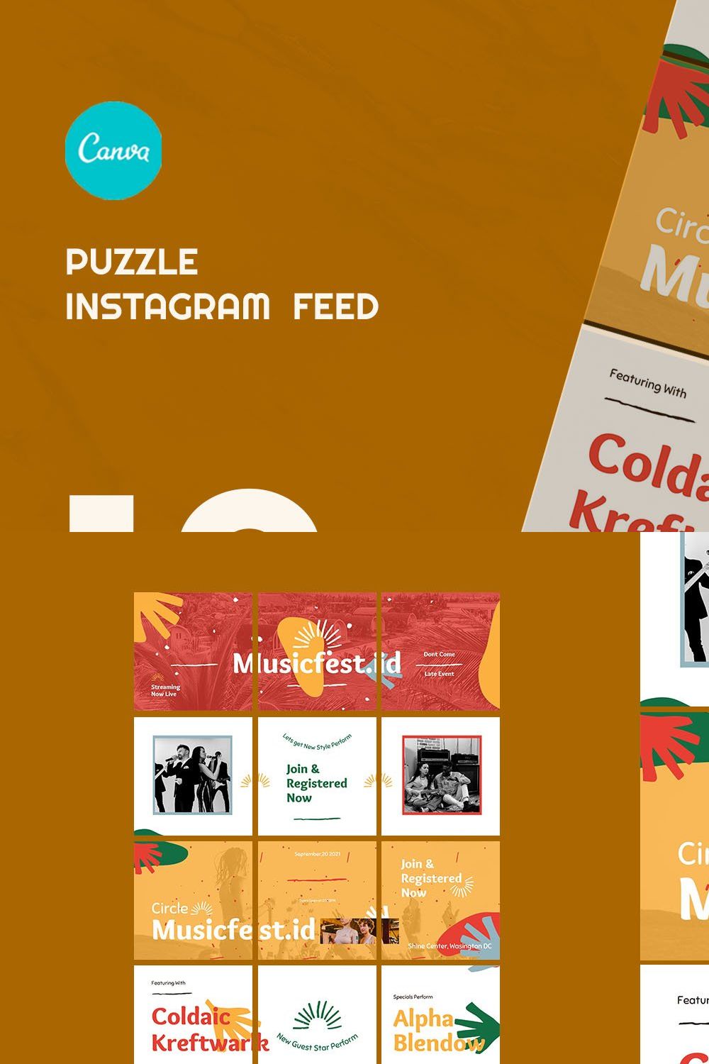 Music Fest Puzzle Instagram | CANVA pinterest preview image.
