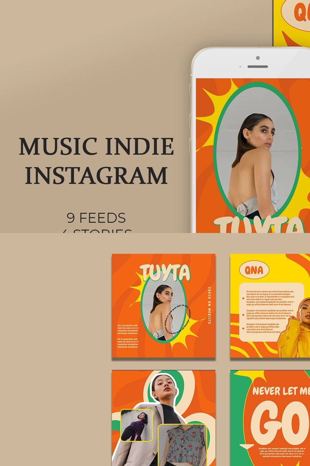 Music Indie Instagram Templates pinterest preview image.