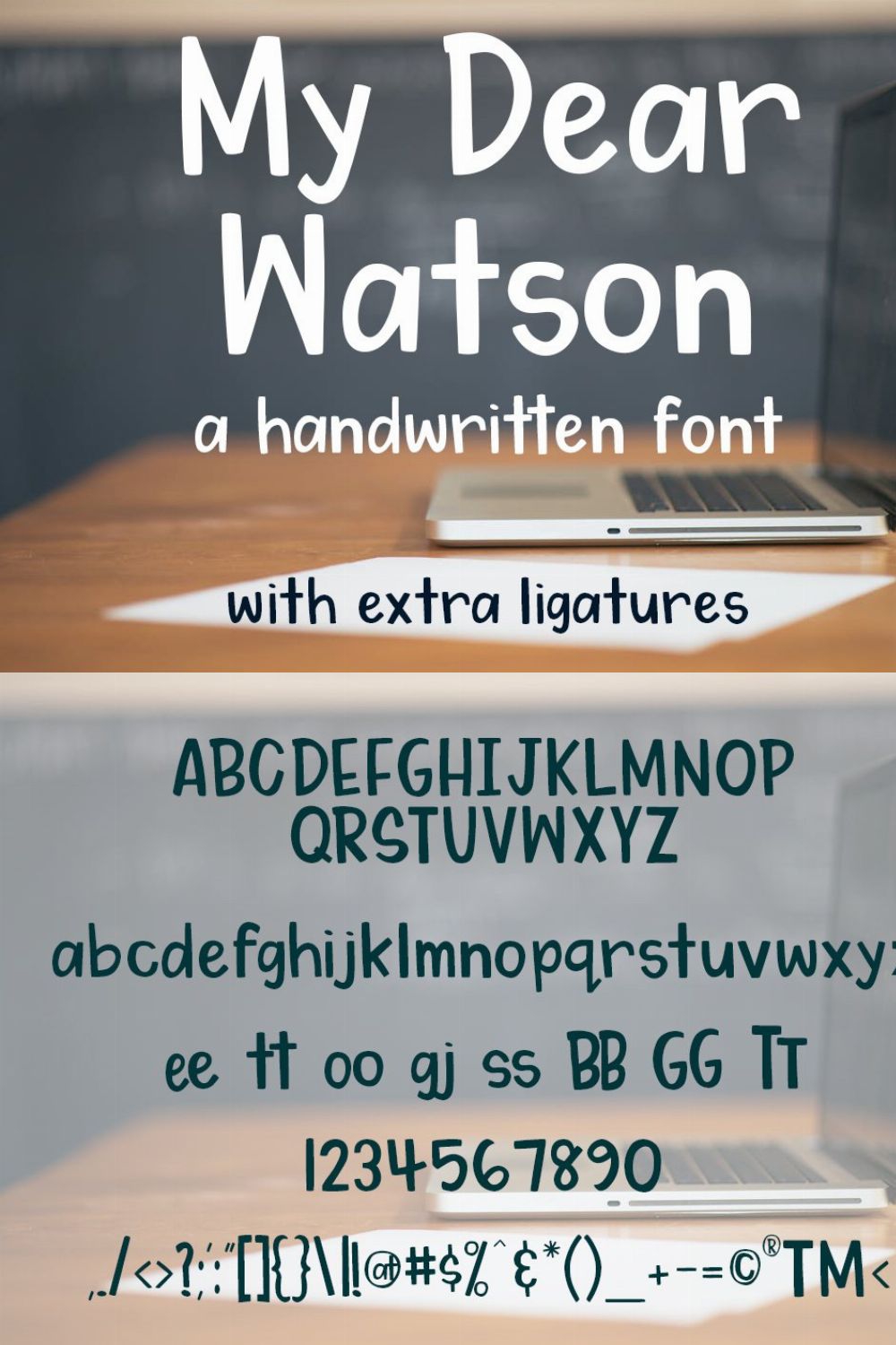 My Dear Watson Font pinterest preview image.